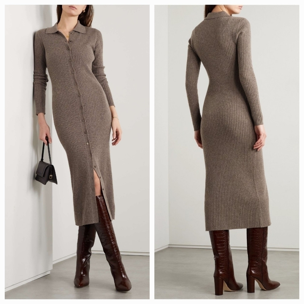Reformation Viggo Cashmere Collared Maxi Cardigan in Cocoa size XS NWT